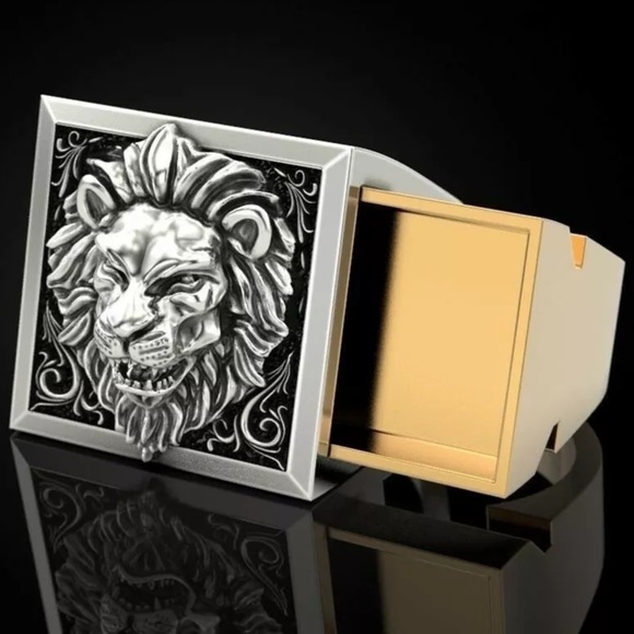 Two Tone Hidden Secret Chamber Lion’s Head Ring! - Picture 5 of 7